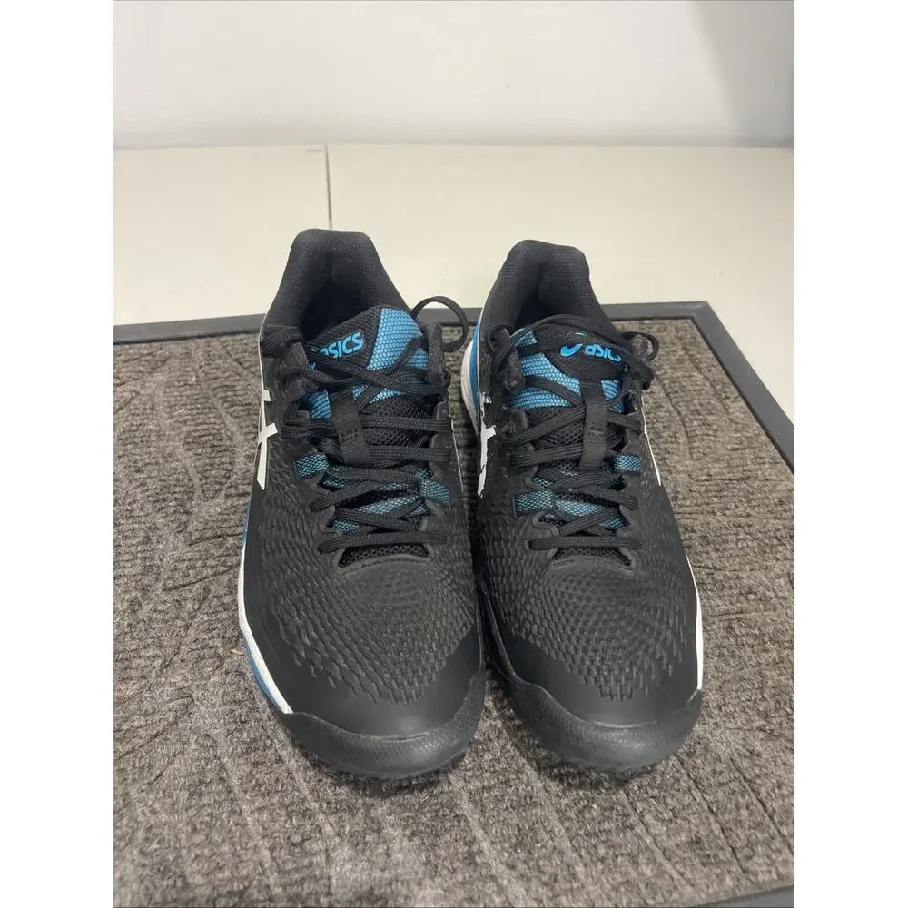 ASICS Gel Resolution 9.5 Black/Blue 1041A330-001 Men 9.5 Tennis Shoe Pickle Ball